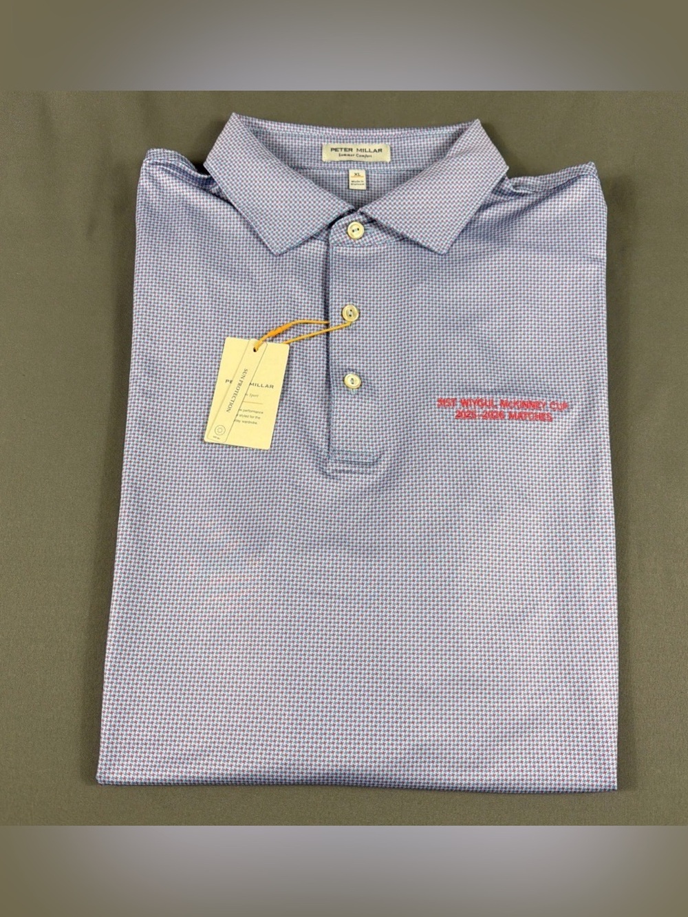 Peter Millar Golf Shirt Polo CS Summer Comfort Chest Sleeve Logo FLCC Printed XL